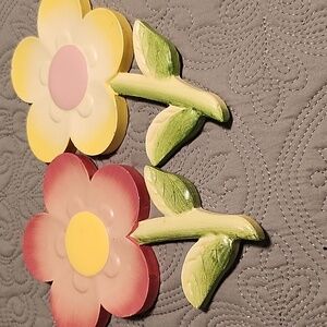 Home interiors flower wall plaques decor